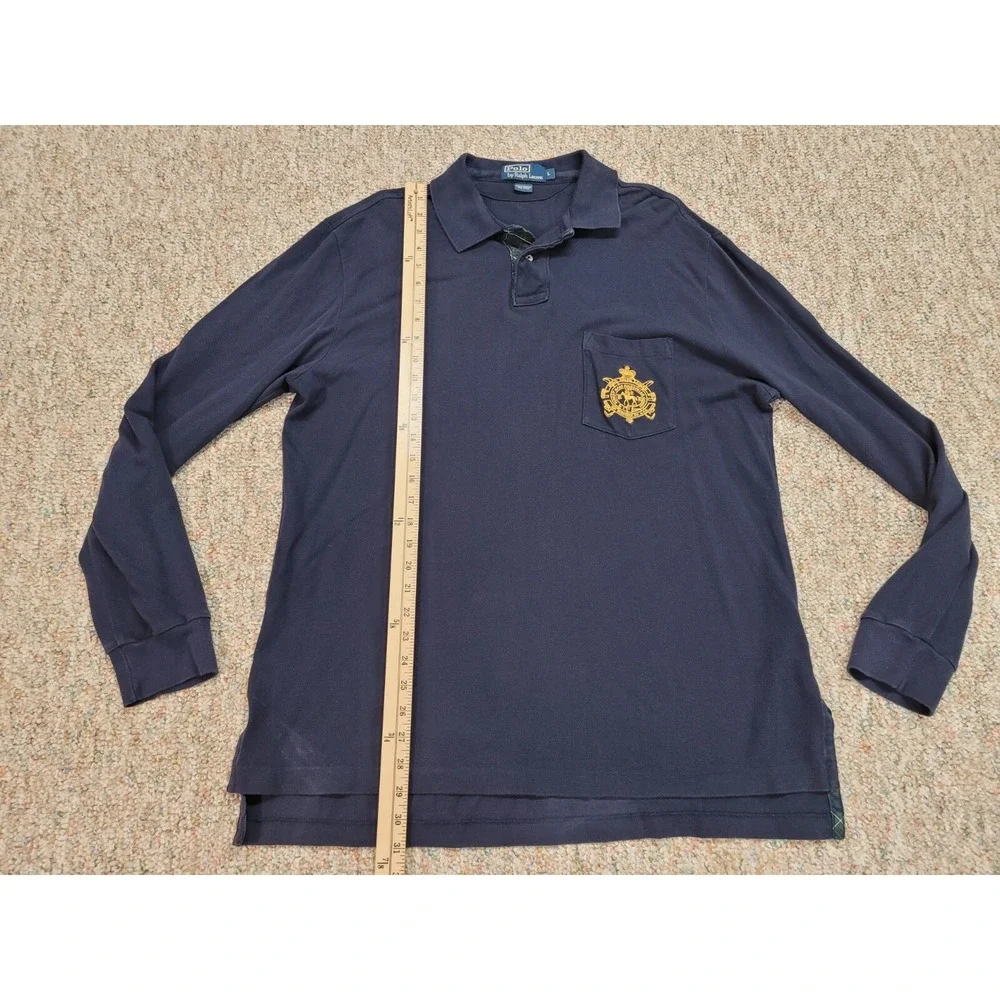 Ralph Lauren Polo Shirt Mens Large‎ Blue Bleecker Crest Equestrian Pony Rugby
